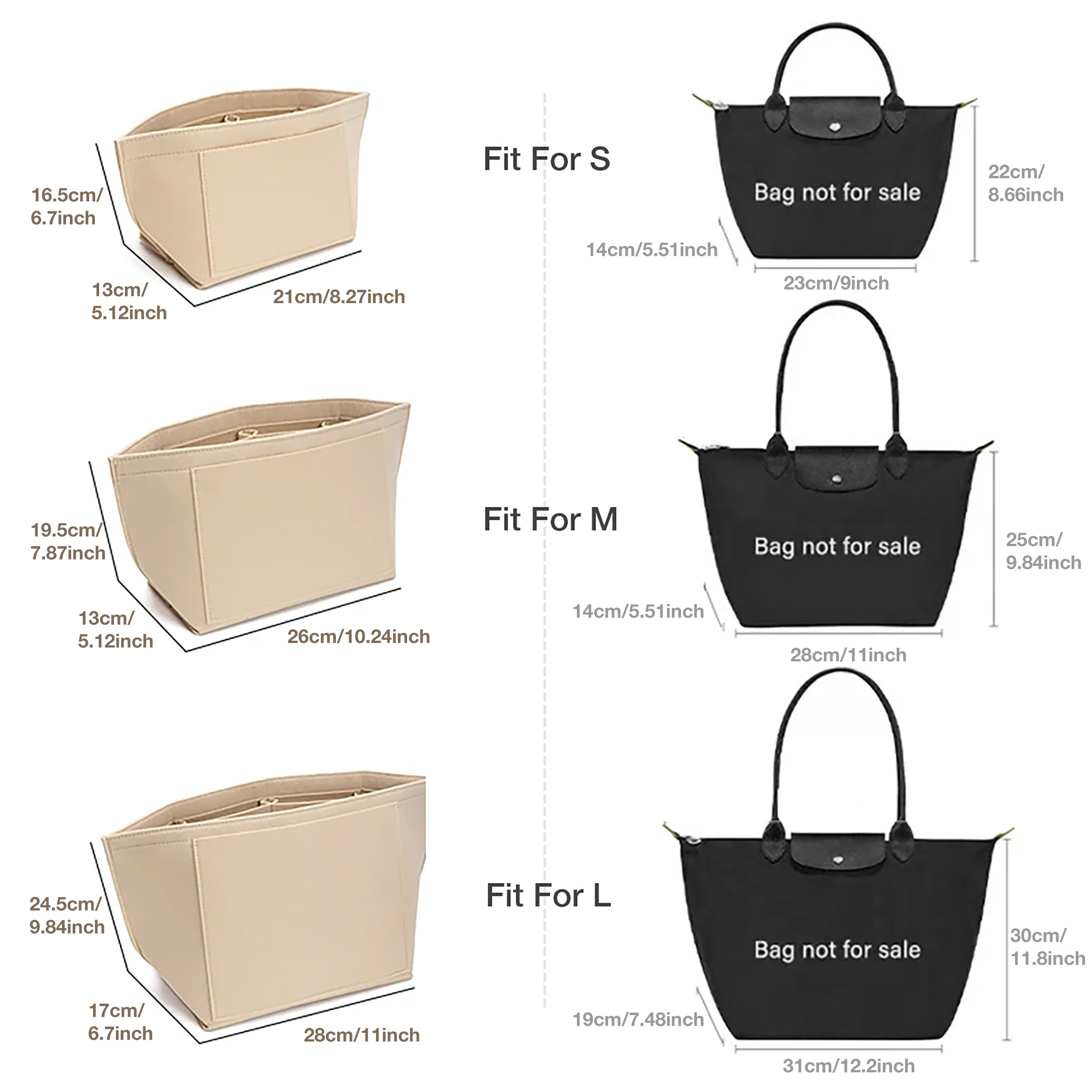 AliExpress Felt Purse Organizer Insert, view 2