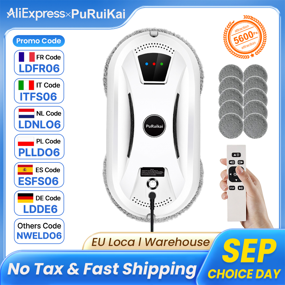 AliExpress PuRuiKai Ultra Thin Robot Vacuum Cleaner Window Cleaning Robot Window Electric Glass Limpiacristales Remote Control For Home