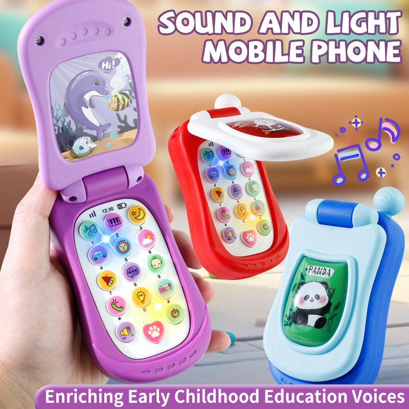 AliExpress Puzzle Early Education Music Mobile Phone Cartoon Simulation Flip Phone Baby Toy 61 Children's Gift English