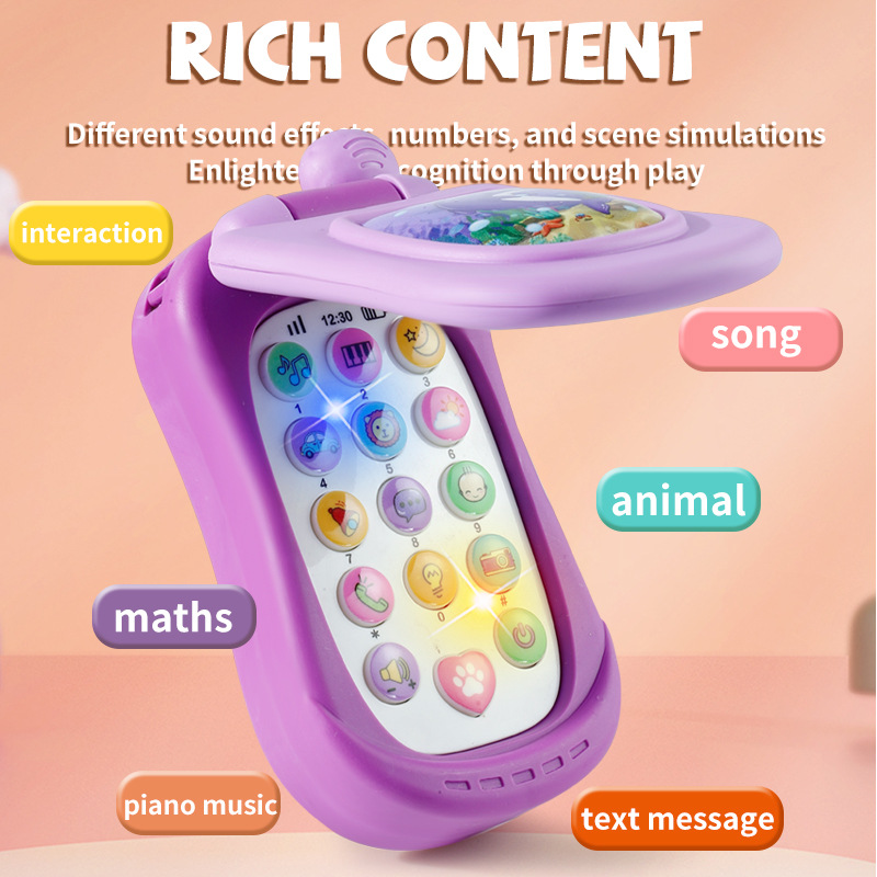 AliExpress Puzzle Early Education Music Mobile Phone Cartoon Simulation Flip Phone Baby Toy 61 Children's Gift English, view 2