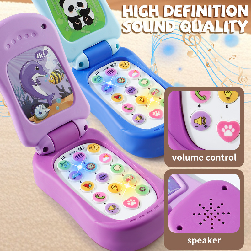 AliExpress Puzzle Early Education Music Mobile Phone Cartoon Simulation Flip Phone Baby Toy 61 Children's Gift English, view 3