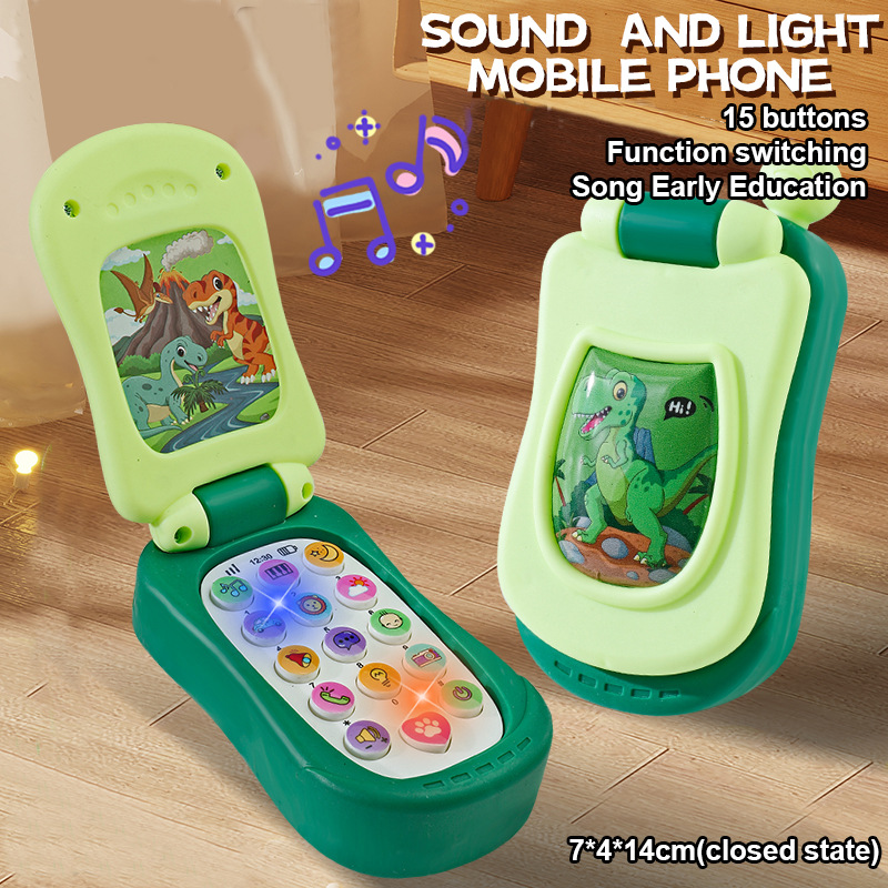 AliExpress Puzzle Early Education Music Mobile Phone Cartoon Simulation Flip Phone Baby Toy 61 Children's Gift English, view 5