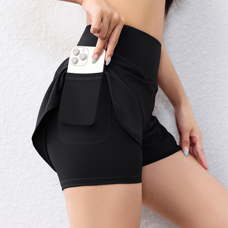 AliExpress Quick-Drying Women's Running Shorts Sports Layer Elastic Waist Active Sports Shorts with Pockets yoga Shorts, view 4