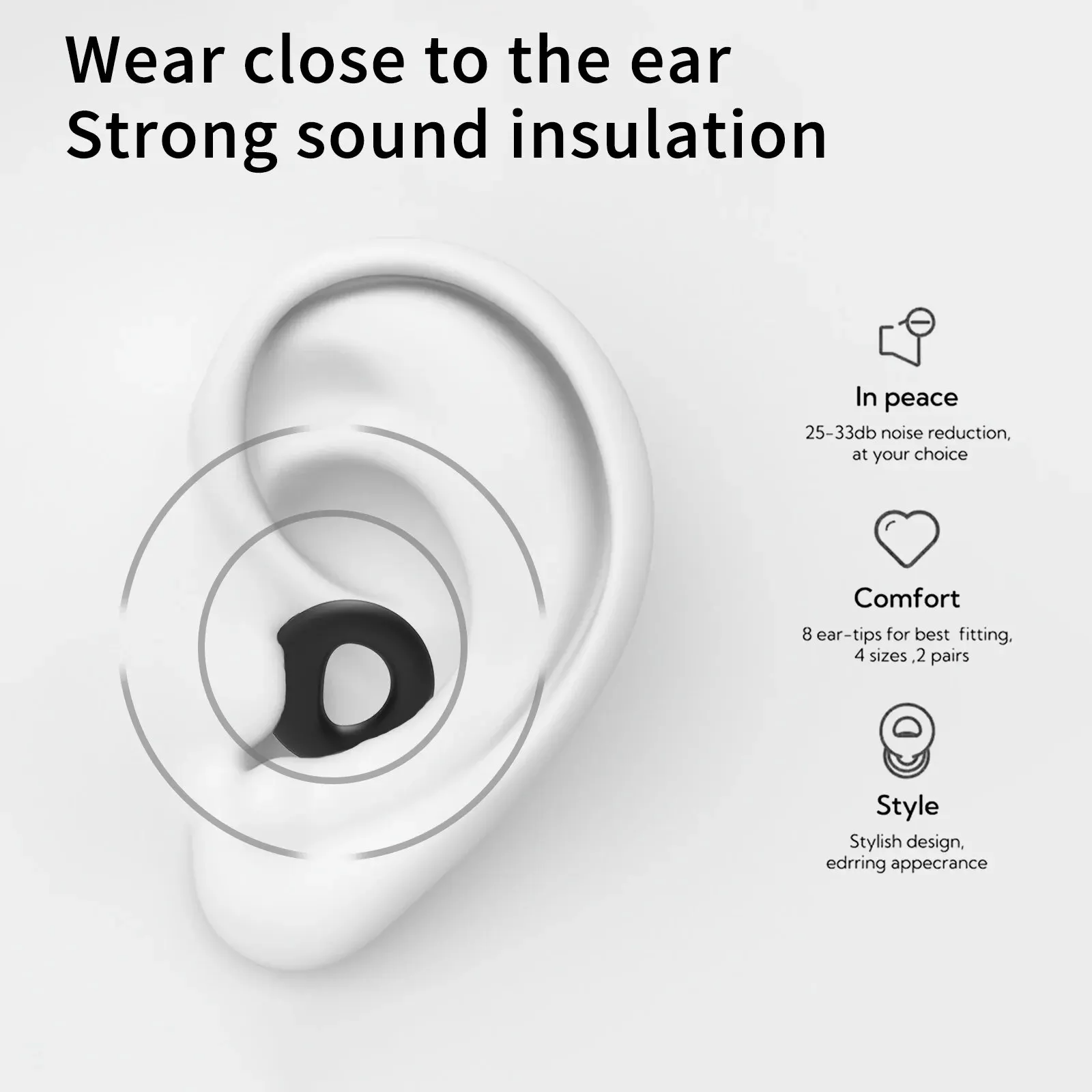 AliExpress Reusable Silicone Earplugs with 8 Ear Tips, view 6