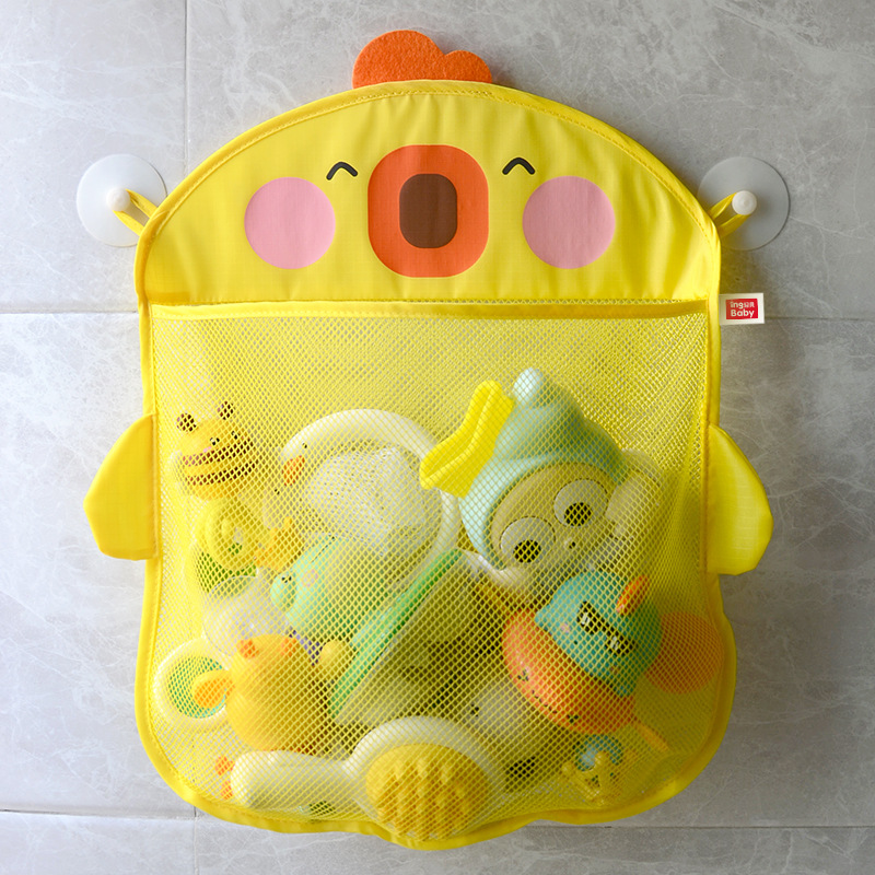 AliExpress QWZ New Cartoon Duck Baby Bathroom Mesh Bag Sucker Design For Bath Toys Kids Animal Shapes Cloth Sand Toys Storage Net Bag