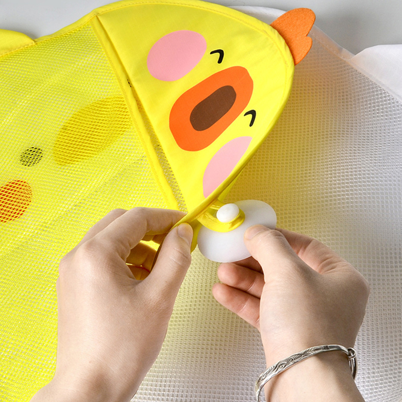 AliExpress QWZ New Cartoon Duck Baby Bathroom Mesh Bag Sucker Design For Bath Toys Kids Animal Shapes Cloth Sand Toys Storage Net Bag, view 5