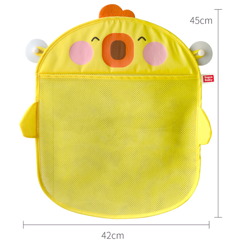 AliExpress QWZ New Cartoon Duck Baby Bathroom Mesh Bag Sucker Design For Bath Toys Kids Animal Shapes Cloth Sand Toys Storage Net Bag, view 6
