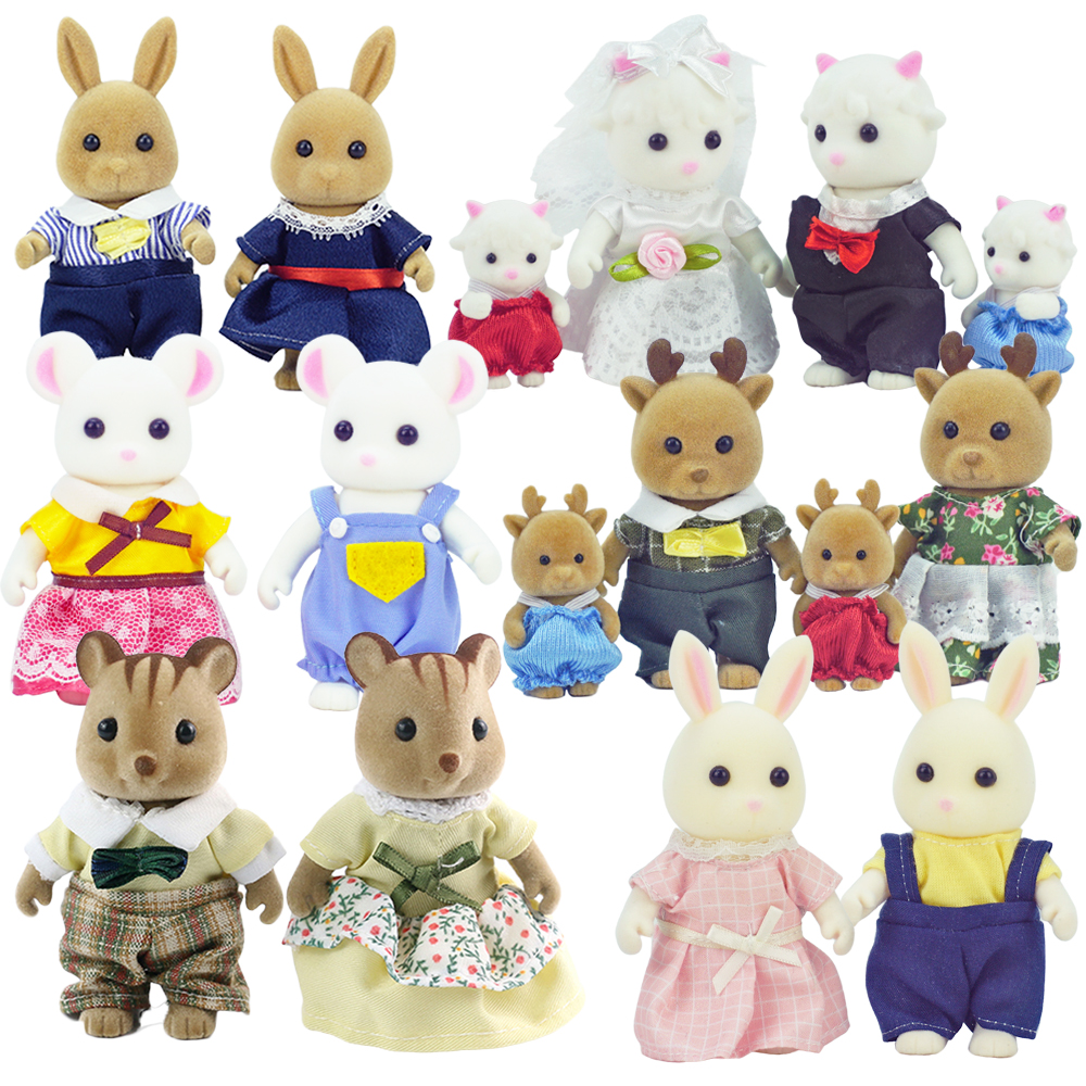 AliExpress Rabbit Doll 1/12 Micro Dollhouse Reindeer Sheep Elephant Squirrel Family Kitchen Toy Miniature Furniture Set Girl Toy Gift