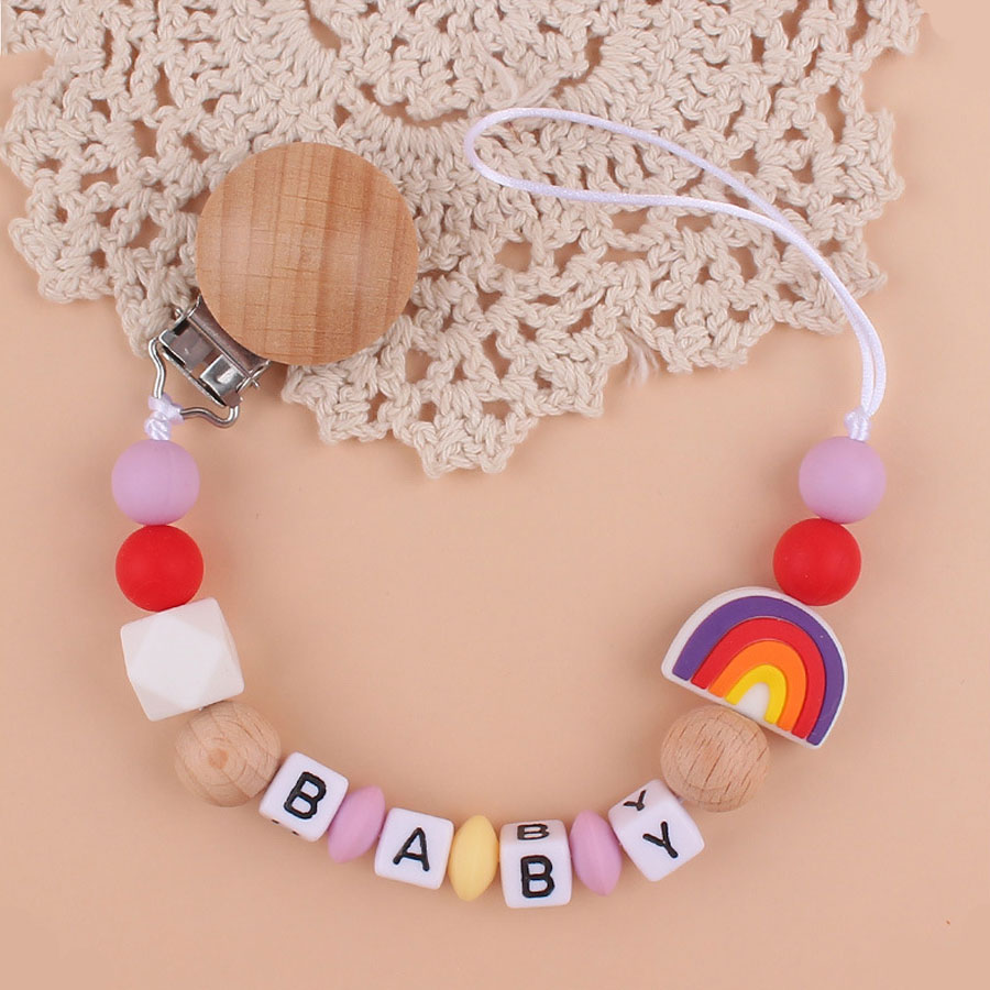 AliExpress Rainbow Beech Clip Pacifier Chain Baby Silicone Pacifier Chain Baby Teether Pacifier Anti Drop Chain Baby Product