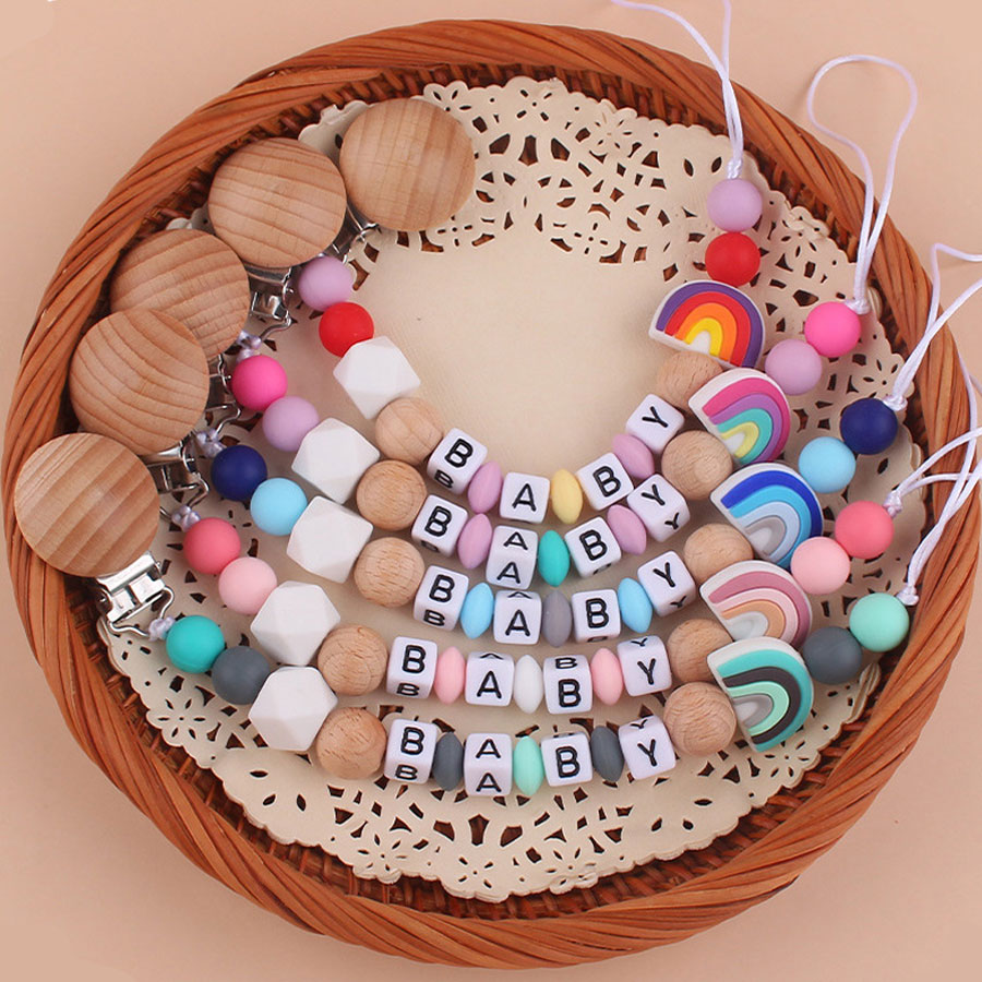 AliExpress Rainbow Beech Clip Pacifier Chain Baby Silicone Pacifier Chain Baby Teether Pacifier Anti Drop Chain Baby Product, view 2