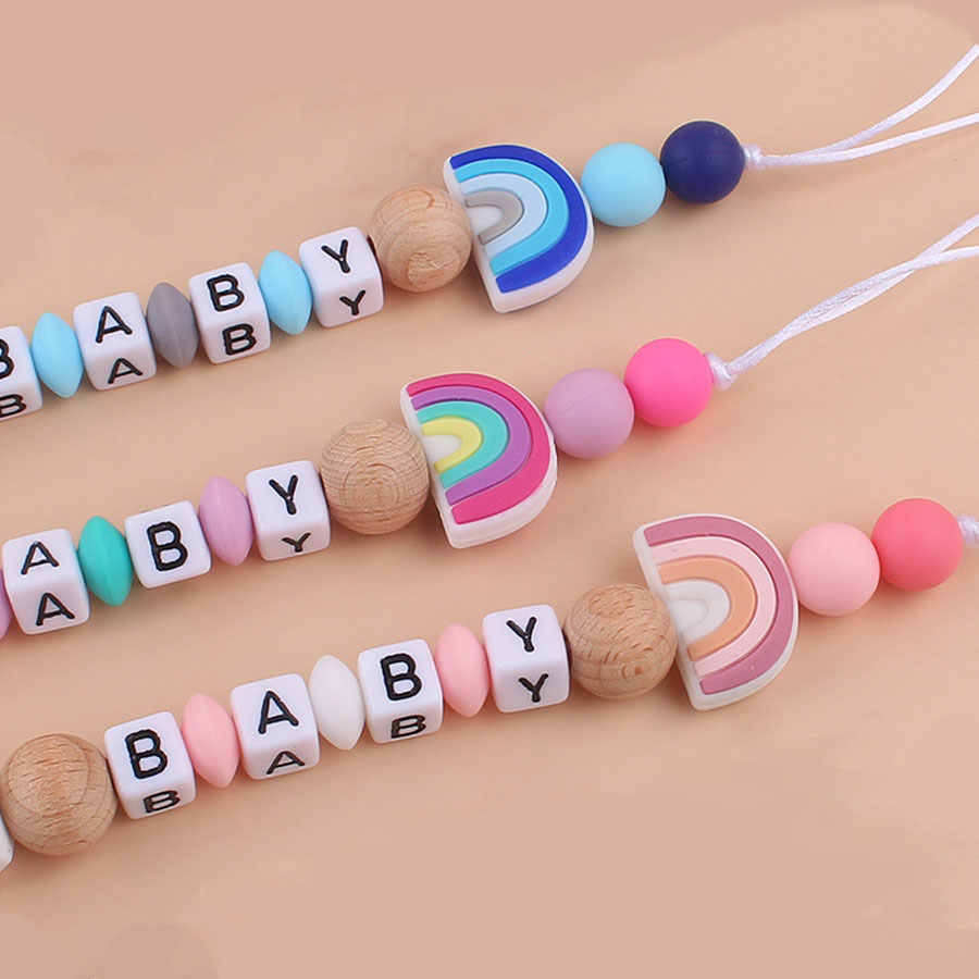 AliExpress Rainbow Beech Clip Pacifier Chain Baby Silicone Pacifier Chain Baby Teether Pacifier Anti Drop Chain Baby Product, view 4