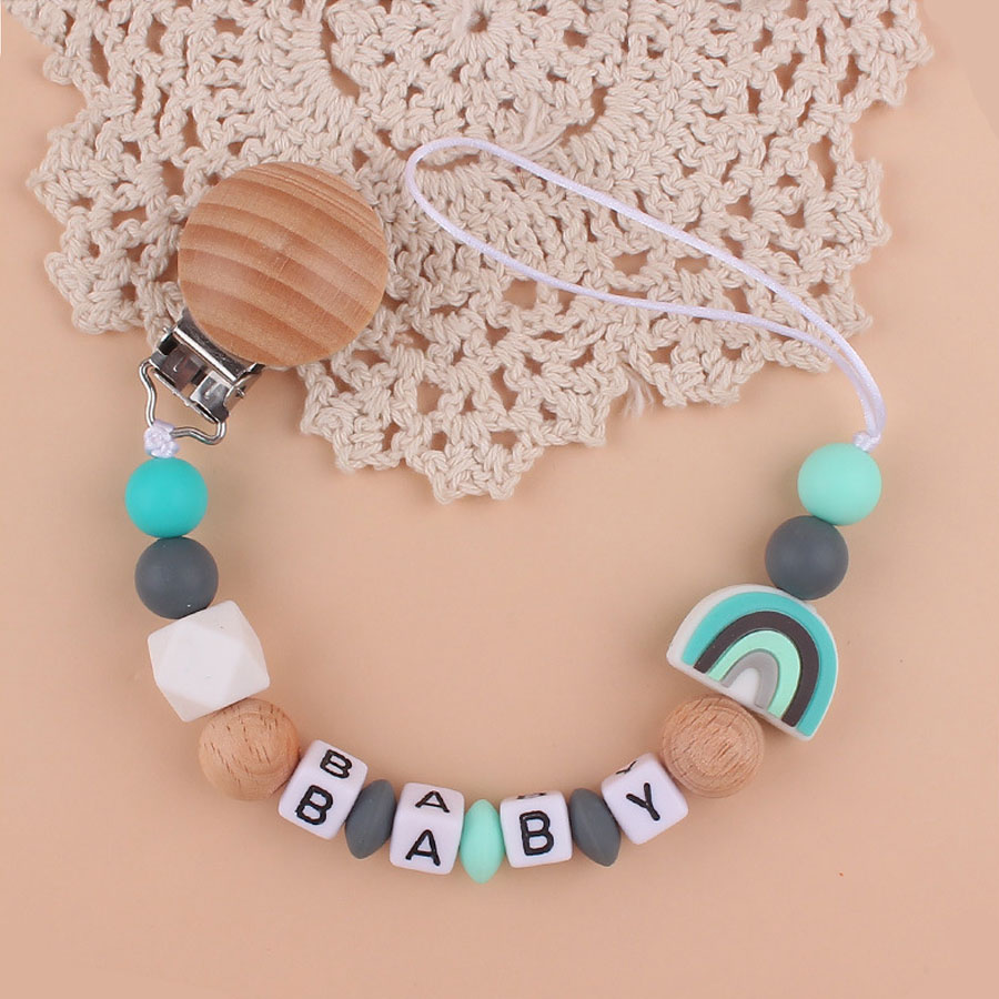 AliExpress Rainbow Beech Clip Pacifier Chain Baby Silicone Pacifier Chain Baby Teether Pacifier Anti Drop Chain Baby Product, view 6