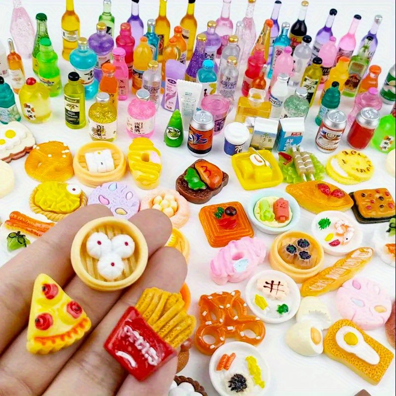 AliExpress Random Miniature Dollhouse Supermarket Food Snacks Mini Cake Wine Drink Food Accessories Kids Gift