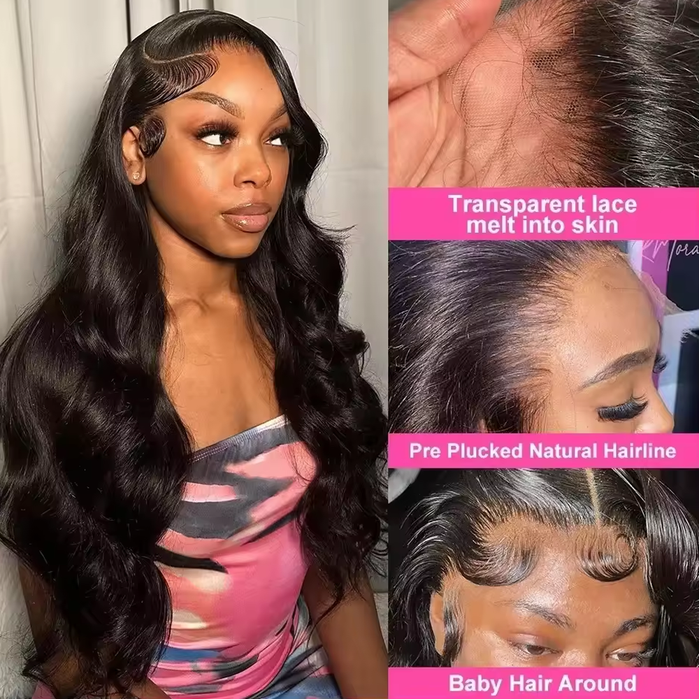 AliExpress Raw Peruvian Body Wave 250% Density 40 42 inch 13x6 HD Lace Front Human Hair Wigs 13x4 Frontal Wigs Women Glueless Closure Wigs, view 3