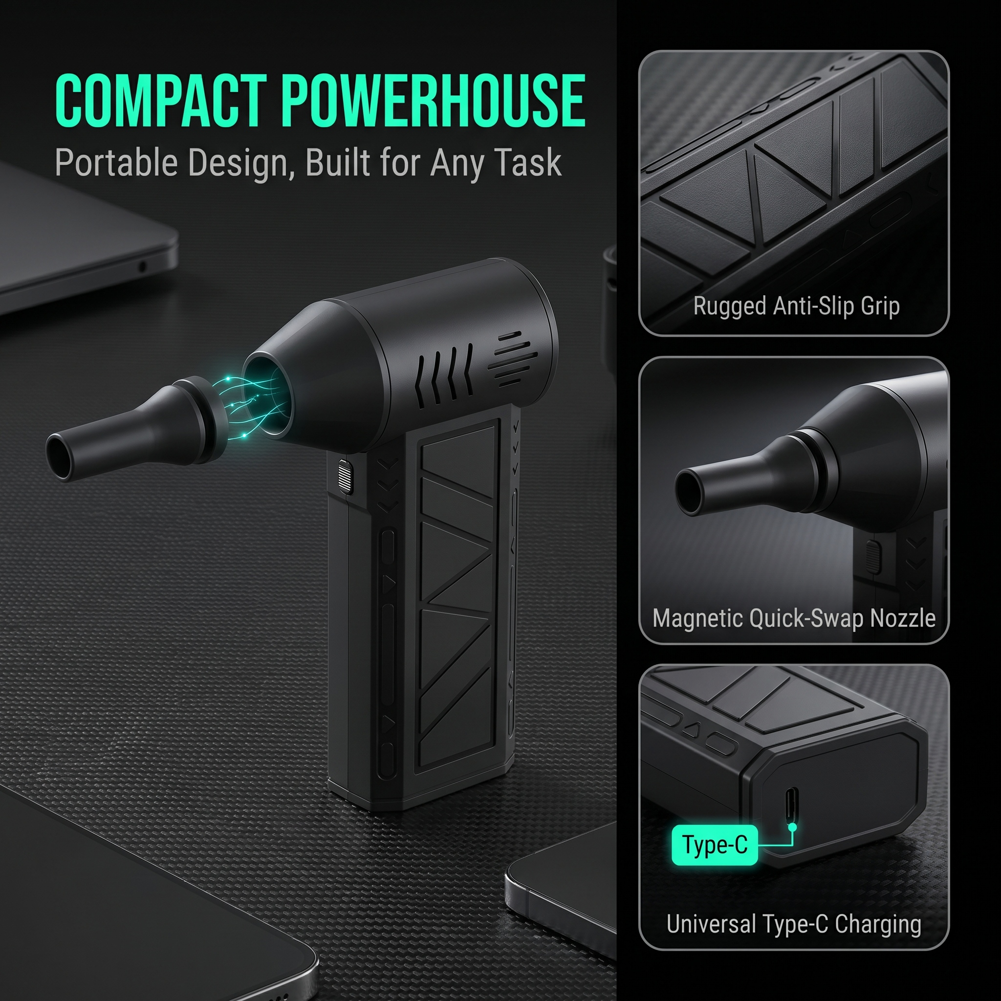 AliExpress Rechargeable Cordless Air Duster Electric Compressed Air Blower Anti-slip ABS Shell Multi Nozzles PC Laptop Office Phone Cleaner