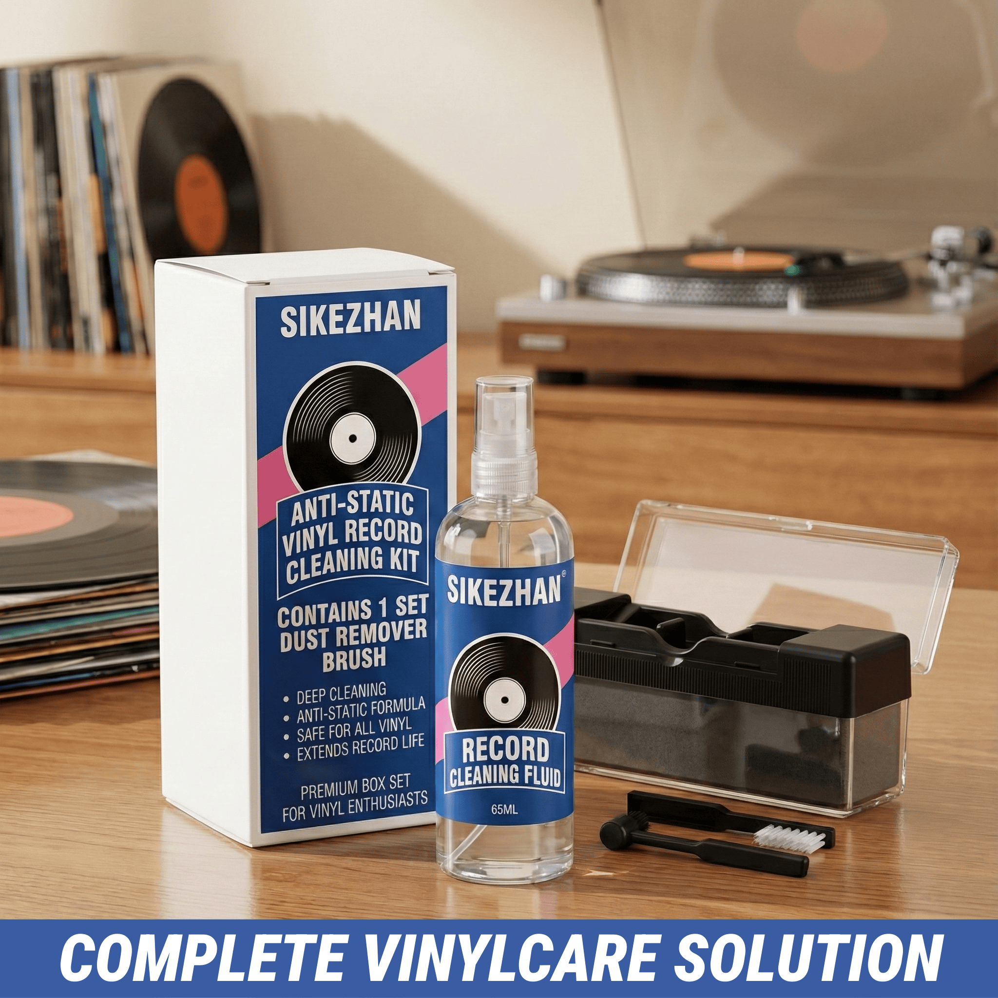 AliExpress Record Cleaner Kit with 65ml Spray, Anti-Static Velvet Brush & Stylus Cleaning Tools for Safe Vinyl Turntable Use