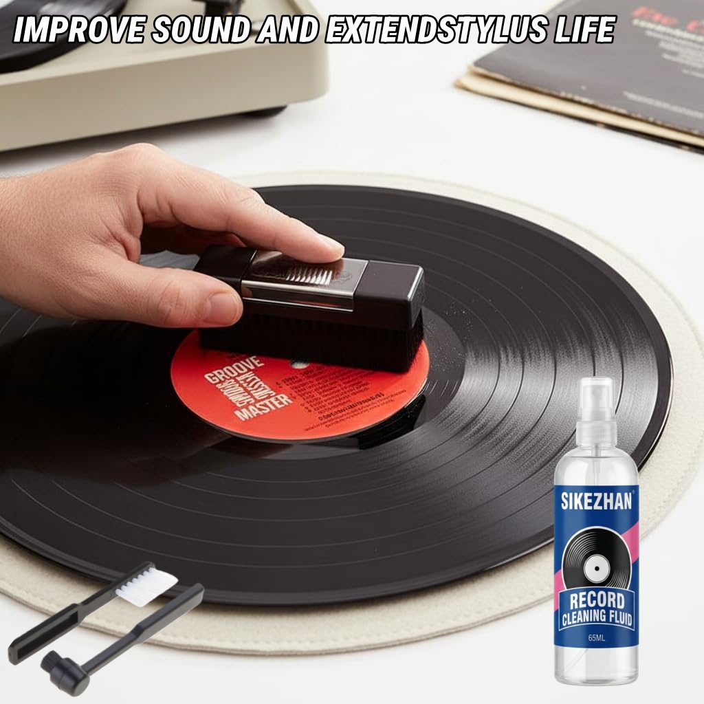 AliExpress Record Cleaner Kit with 65ml Spray, Anti-Static Velvet Brush & Stylus Cleaning Tools for Safe Vinyl Turntable Use, view 2