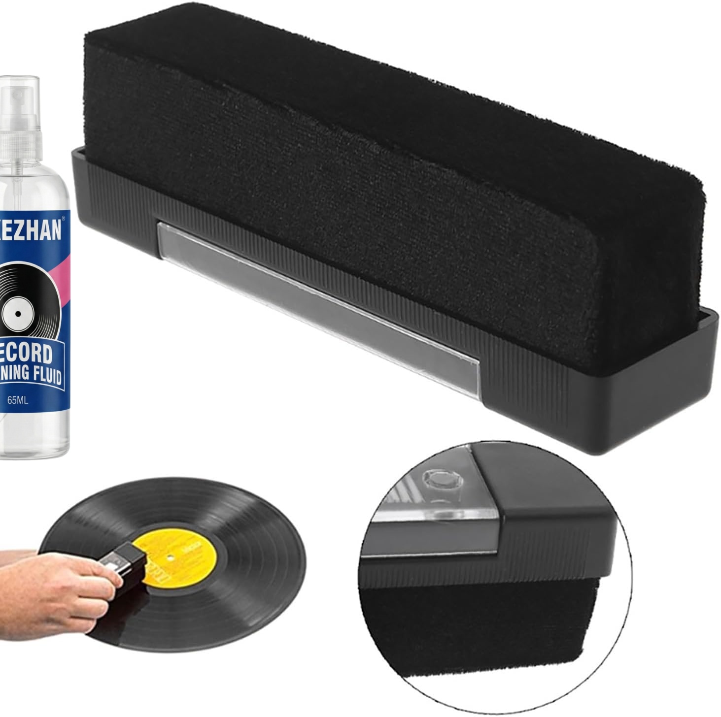 AliExpress Record Cleaner Kit with 65ml Spray, Anti-Static Velvet Brush & Stylus Cleaning Tools for Safe Vinyl Turntable Use, view 4