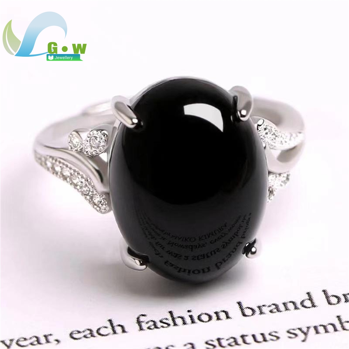 AliExpress Adjustable Red Agate Sterling Silver Open Ring, view 2