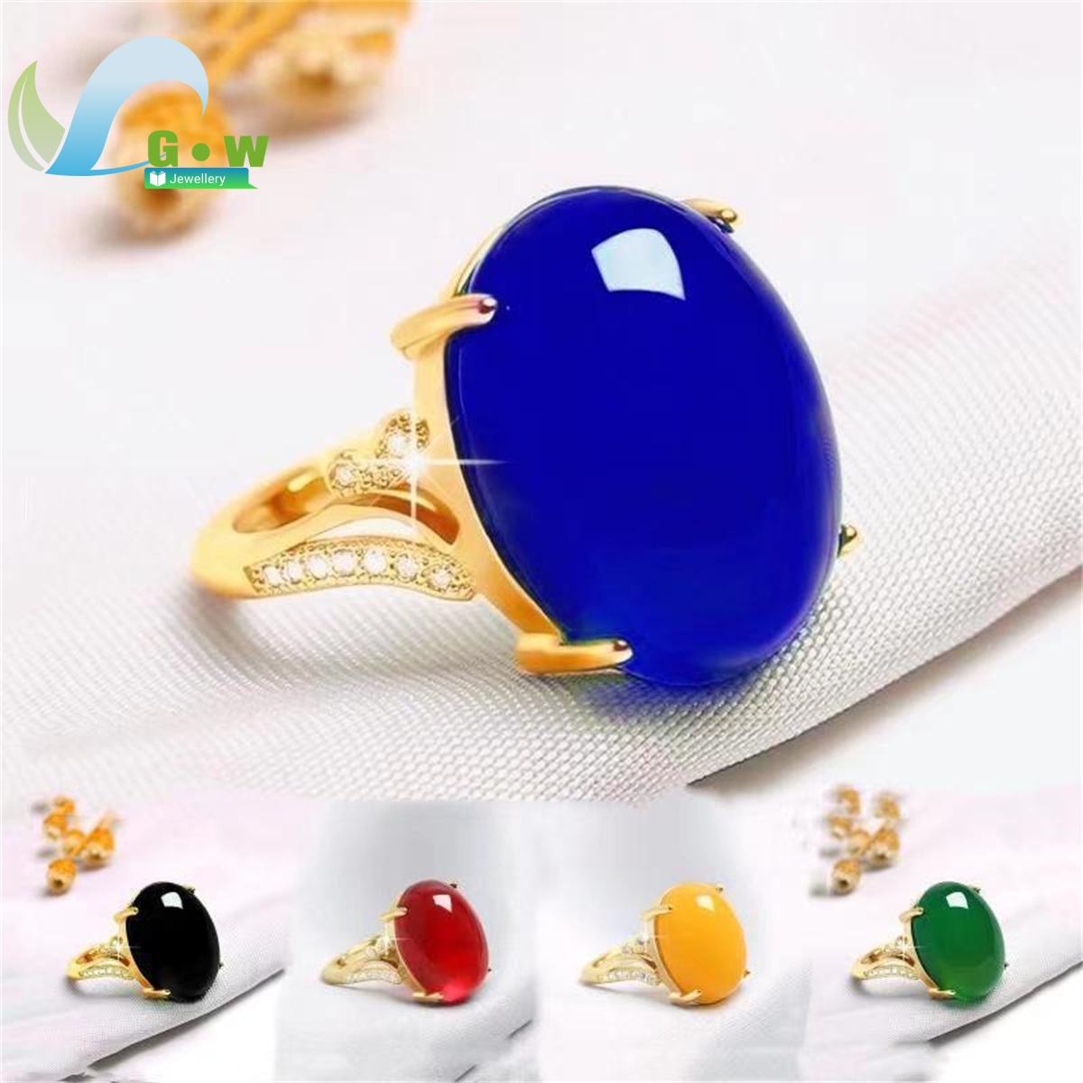 AliExpress Adjustable Red Agate Sterling Silver Open Ring, view 4
