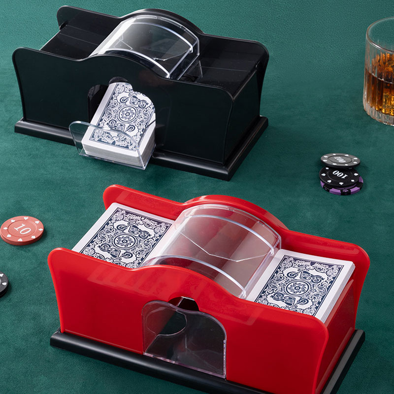AliExpress Red/Black Manual Card Shuffler 2 Deck with Hand Crank, Card Shuffler for Blackjack, UNO, Poker, Playing Card Dealer Machine