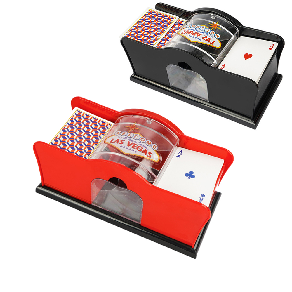 AliExpress Red/Black Manual Card Shuffler 2 Deck with Hand Crank, Card Shuffler for Blackjack, UNO, Poker, Playing Card Dealer Machine, view 2