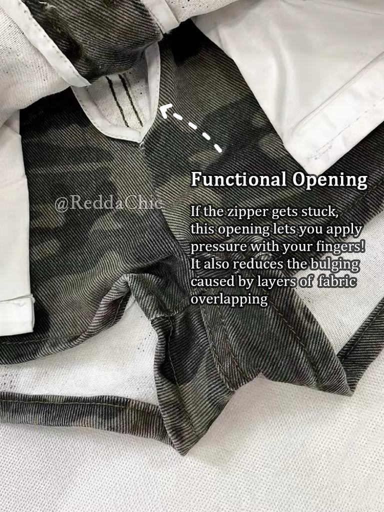 AliExpress ReddaChic Y2k Women's Camouflage Jean Skorts Zipper Decor Low Waist A-line Denim Skirt Shorts Vintage Sexy Summer Streetwear, view 6