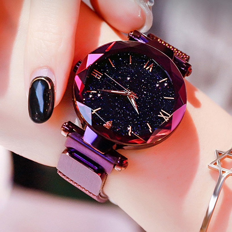 AliExpress Women's Starry Sky Magnetic Mesh Band Watch