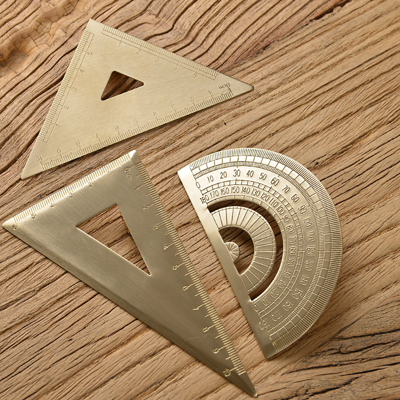 AliExpress Retro Brass Ruler and Triangle Protractor Set, view 6