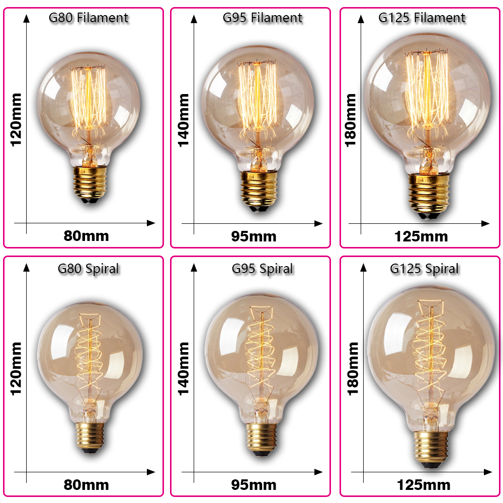 AliExpress Retro Edison Light Bulb E27 40W 220V A60 ST64 G80 G95 T45 Incandescent Bulb Ampoule Vintage Edison Lamp Filament For Home Decor, view 5