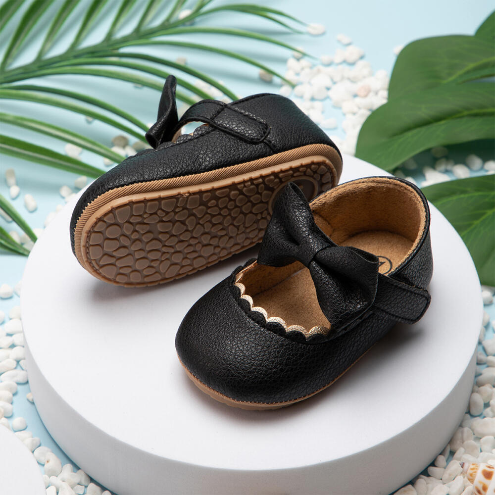 AliExpress Retro New Newborn Baby Walking Shoes Spring Autumn Solid Color Bow Princess Shoes PU Anti-slip Soft Rubber Bottom Baby Casual, view 6