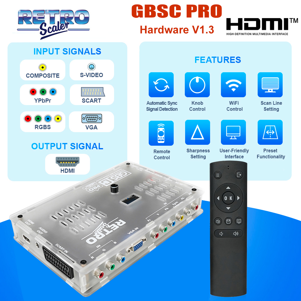 AliExpress RetroScaler GBSC Pro GBS Control Scart RGBS YPbPr VGA Composite(AV) SV to HDMI® Video Auido Converter for Retro Game Consoles