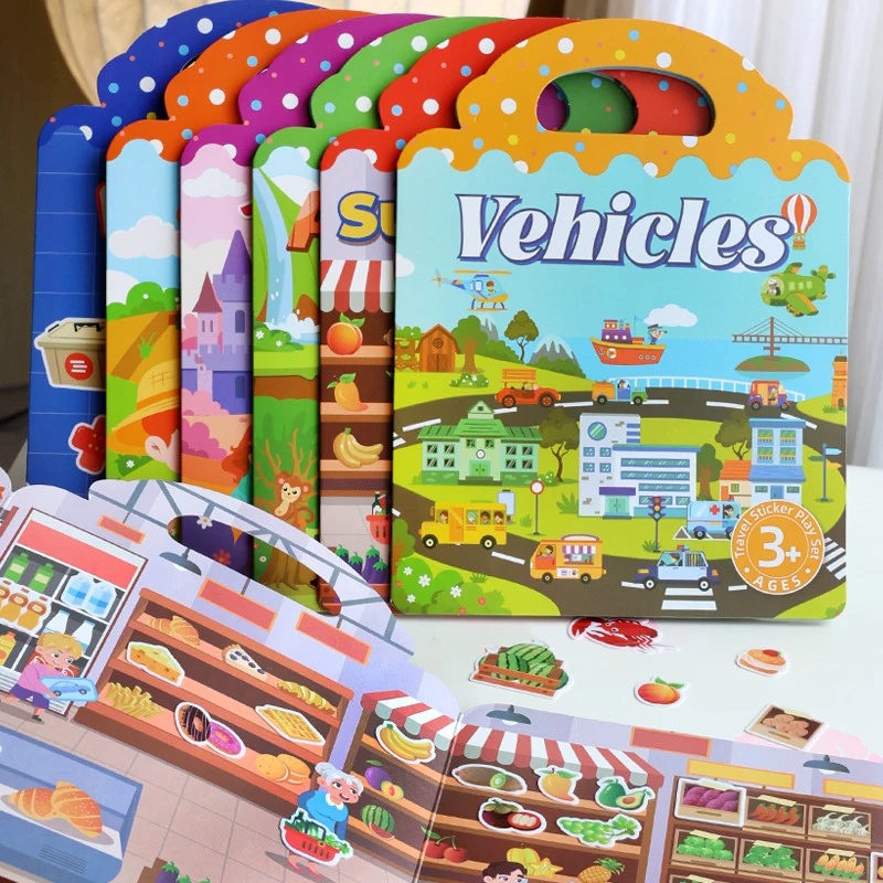 AliExpress Reusable Jelly Sticker Quiet Book, DIY Scene Puzzle Stickers, Repeat Paste Educational Toy For Kids, view 3
