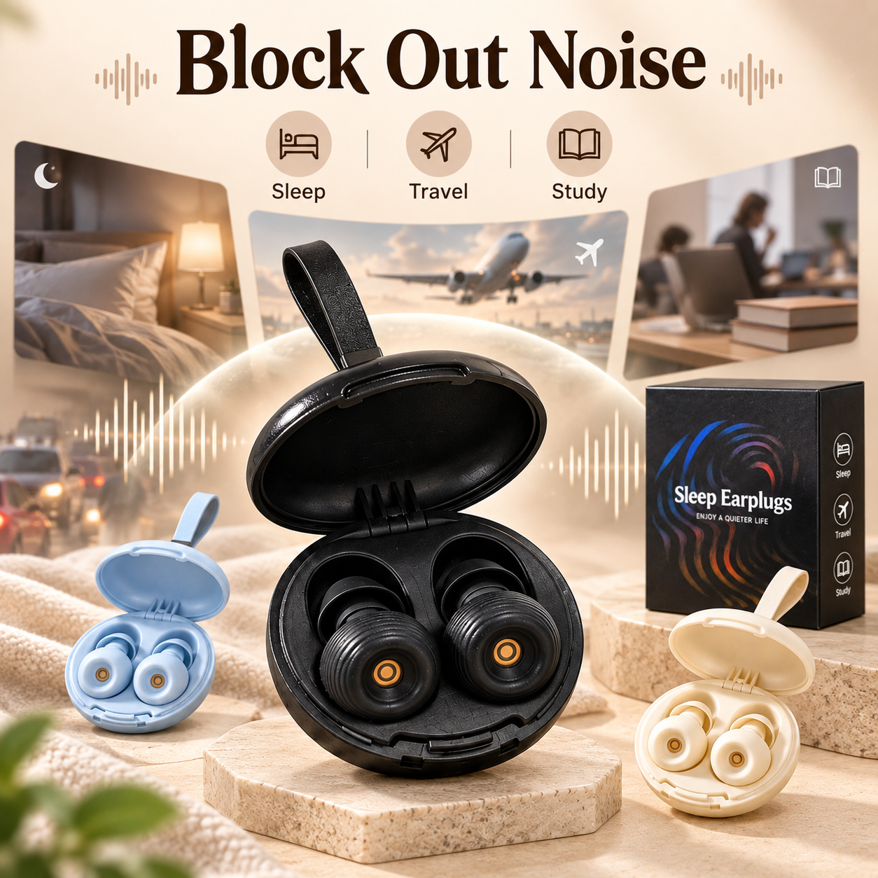 AliExpress Reusable Silicone Ear Plugs, Soft Noise Reduction Earplugs for Sleeping Work Study Travel Noise Protection, view 2