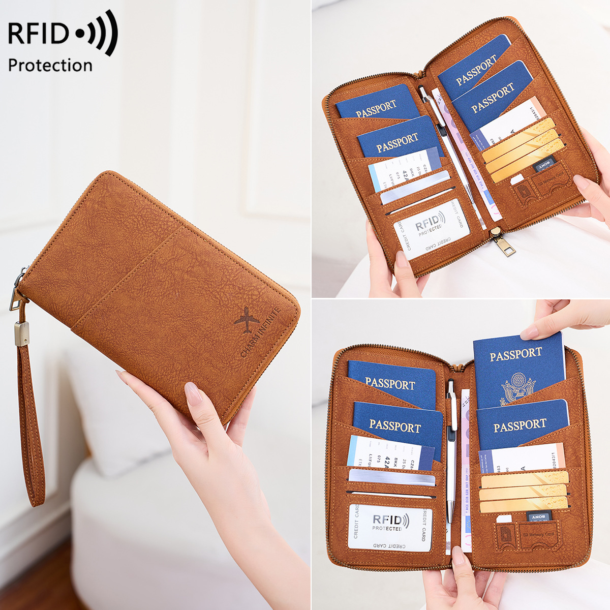 AliExpress RFID-Blocking Travel Passport Holder Organizer, view 4