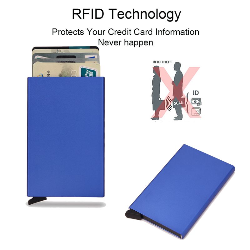 AliExpress Rfid Smart Wallet Card Holder Metal Thin Slim Men Women Wallets Pop Up Minimalist Wallet Small Black Purse Vallet Walets for Men, view 4