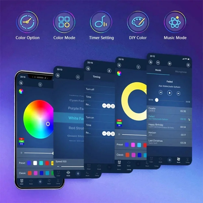 AliExpress RGB LED Strip Light Intelligent Bluetooth Remote Control Remote Flexible Diode Light Strip for Room Home Decoration TV Backlight, view 4
