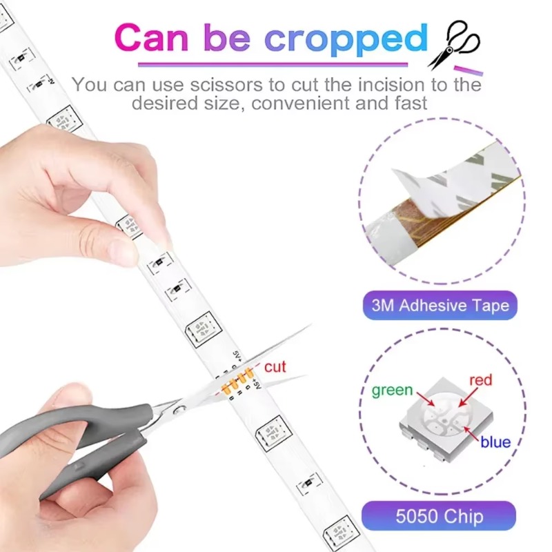 AliExpress RGB LED Strip Light Intelligent Bluetooth Remote Control Remote Flexible Diode Light Strip for Room Home Decoration TV Backlight, view 6