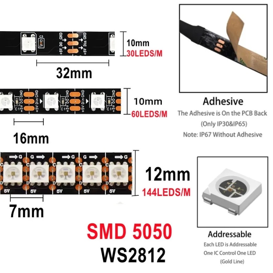 AliExpress WS2812B Addressable RGBIC LED Strip (5V), view 3