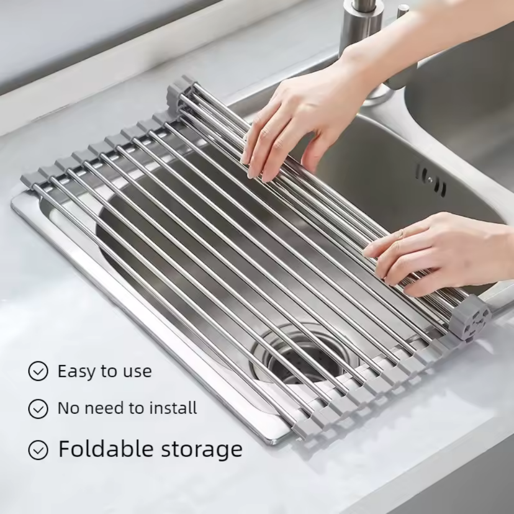 AliExpress Foldable Stainless Steel Roll-Up Sink Drying Rack