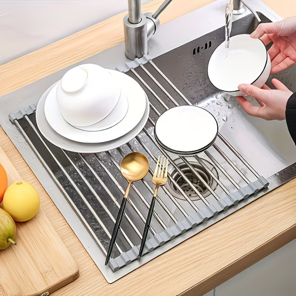 AliExpress Foldable Stainless Steel Roll-Up Sink Drying Rack, view 2