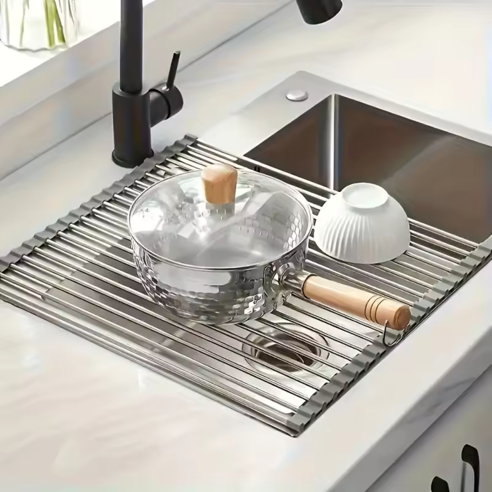 AliExpress Foldable Stainless Steel Roll-Up Sink Drying Rack, view 4
