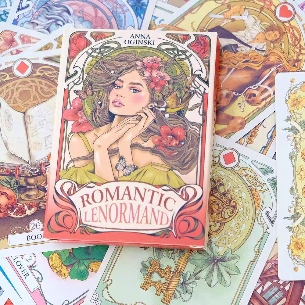AliExpress Romantic Lenormand Oracle Cards 10.2*7.2cm English Vision Art Nouveau Floral Motifs 37 Pcs Deck 4*2.8inch For Party, Board Games