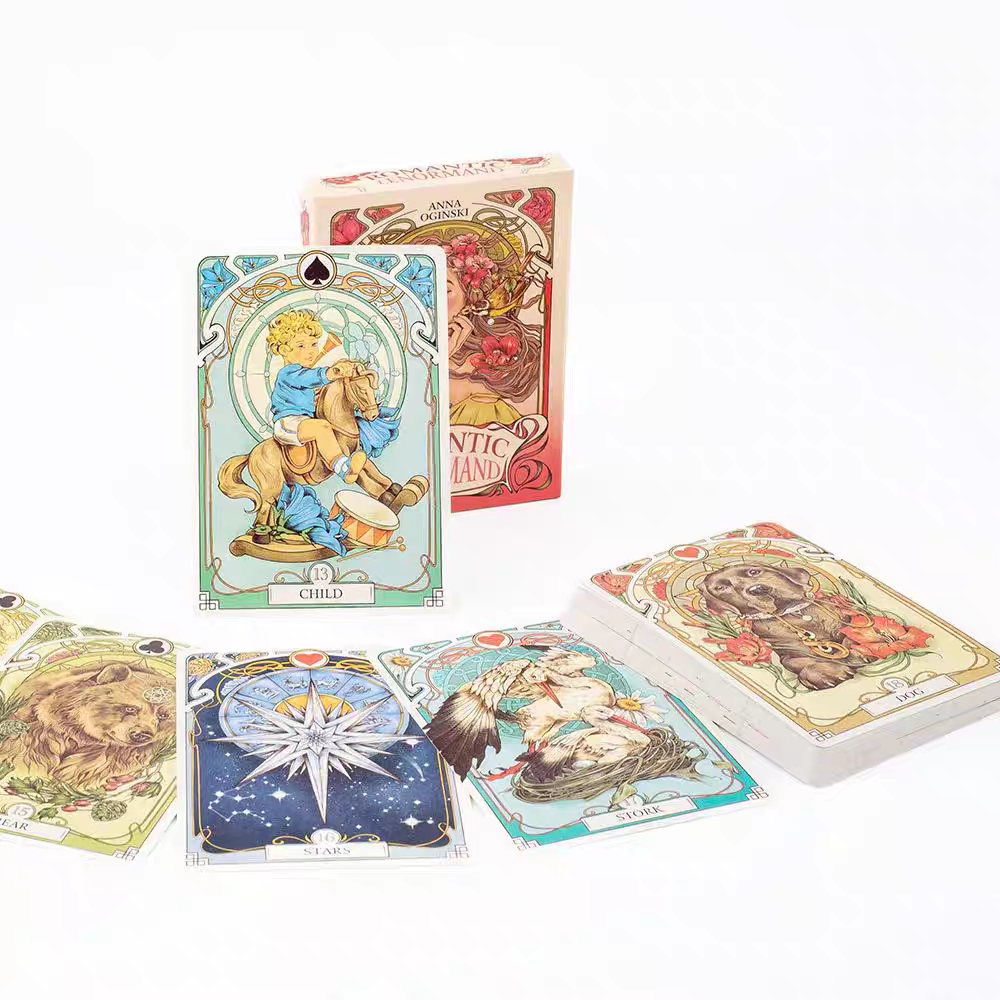 AliExpress Romantic Lenormand Oracle Cards 10.2*7.2cm English Vision Art Nouveau Floral Motifs 37 Pcs Deck 4*2.8inch For Party, Board Games, view 2
