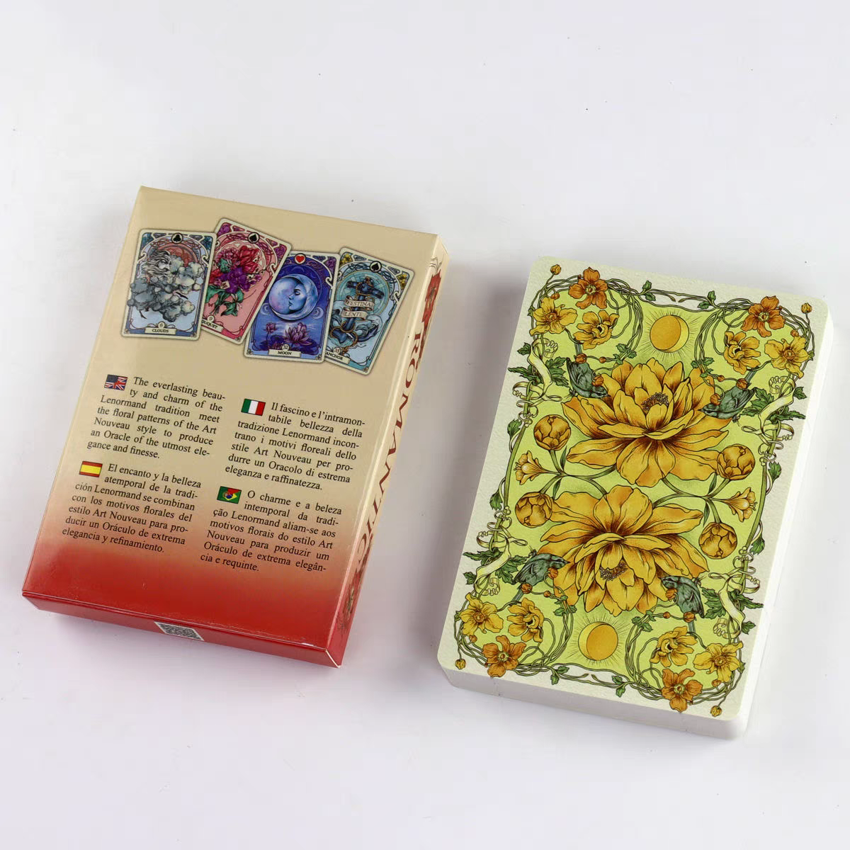 AliExpress Romantic Lenormand Oracle Cards 10.2*7.2cm English Vision Art Nouveau Floral Motifs 37 Pcs Deck 4*2.8inch For Party, Board Games, view 5