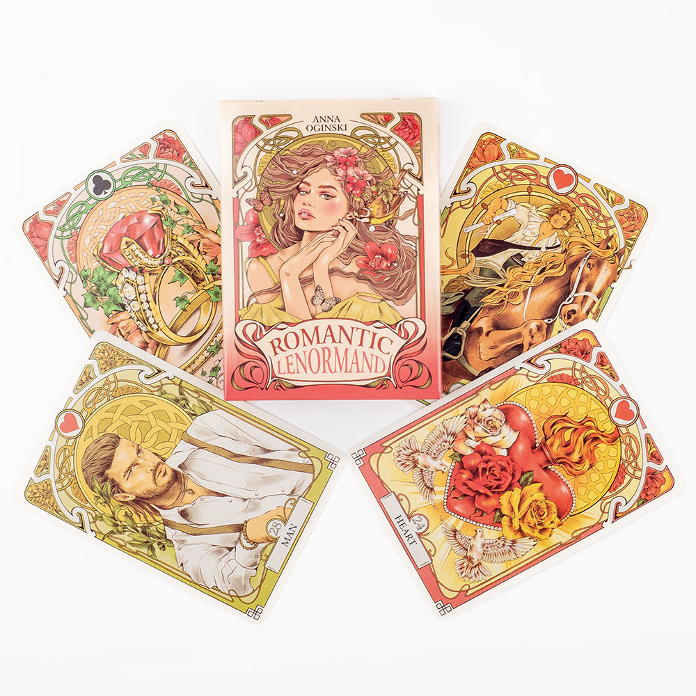 AliExpress Romantic Lenormand Oracle Cards 37 Pcs Deck 10.2x7.2cm English Vision Art Nouveau Floral Motifs for Party Board Playing Games, view 4