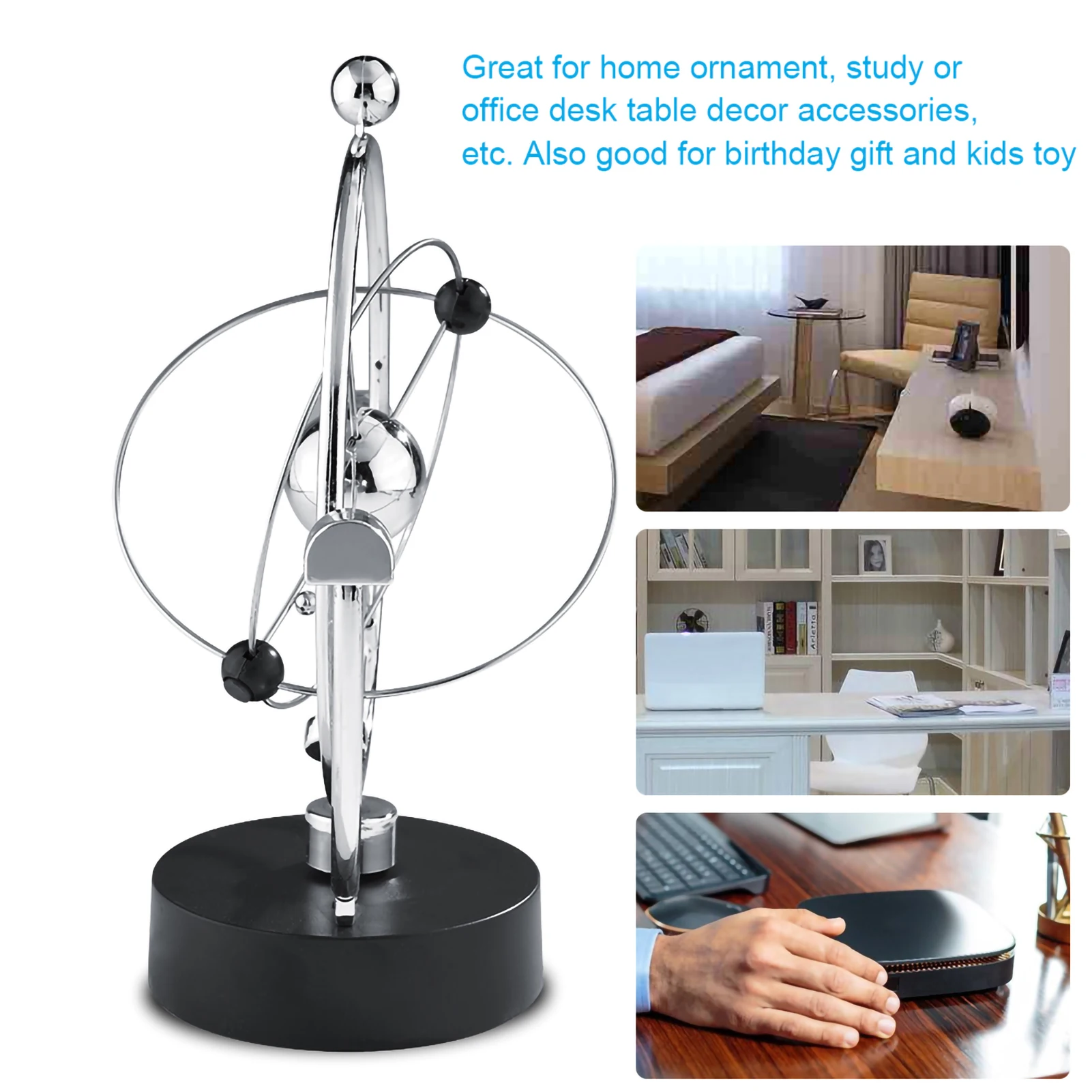 AliExpress Rotation Perpetual Motion Newton Pendulum Balance Ball 24.5cm 9.65in 11cm 4.33in Physics Tumbler Home Desk Decorations Toy Gift, view 3