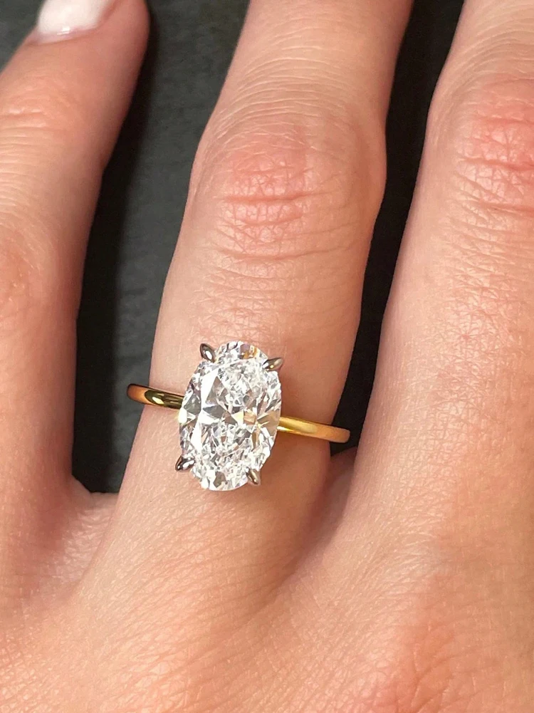 AliExpress ROUSLY 925 Silver Oval Zircon Ring (1-8CT), view 3