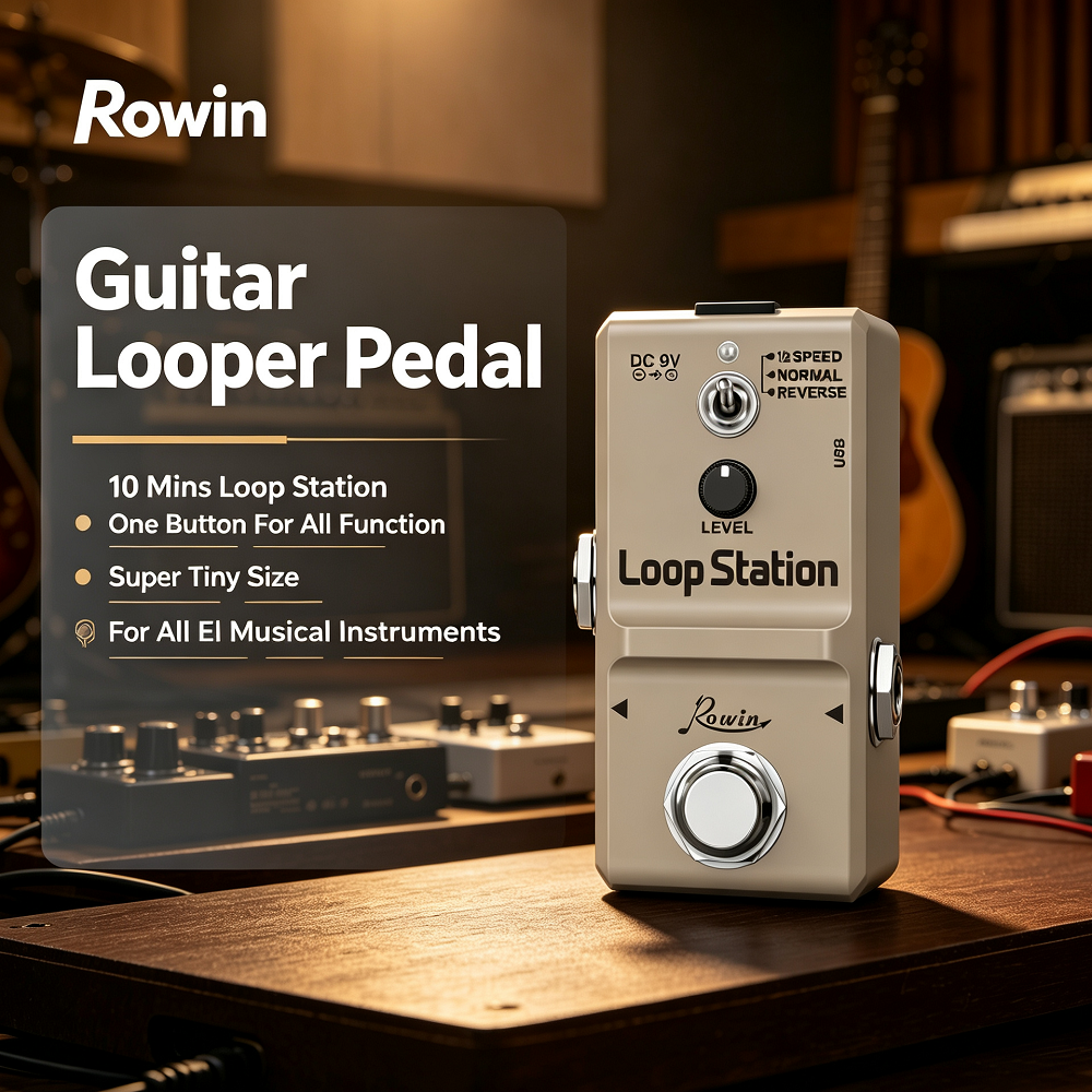 AliExpress Rowin Golden Loop Station 48K Looper Pedal Unlimited Overdubs 10 Minutes of Looping, 1/2 Time, and Reverse Pedal True Bypass