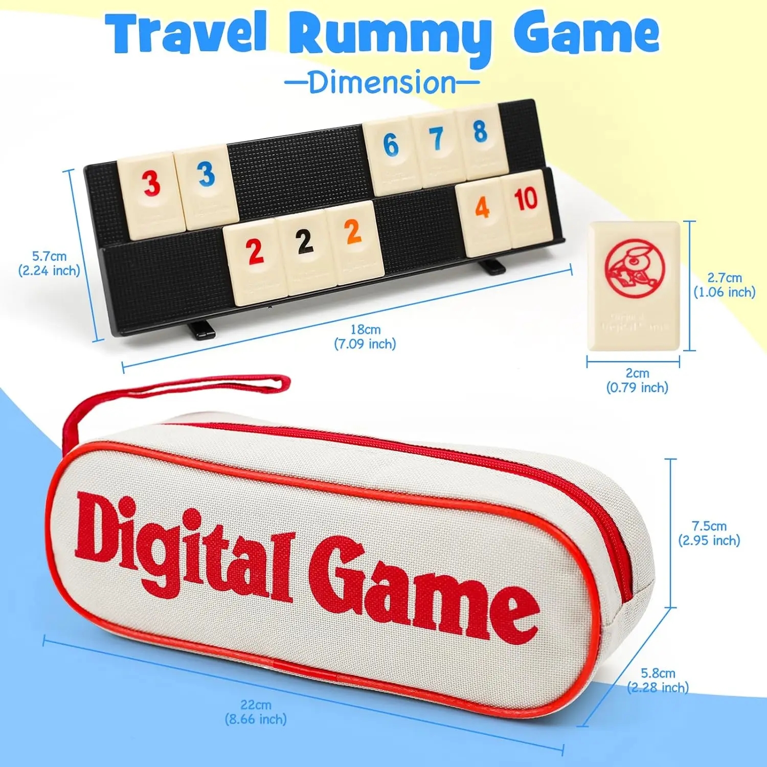 AliExpress Rummy Cube Game with 4 Racks, 106 Rummy Cube Game Set with Portable Case, Rummy Tiles Travel Set for Family Classic Board Games, view 2